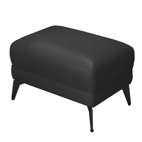 GIZNXBA Kleiner Fußhocker Gepolstert Rechteckige Leder Sitzhocker Mit Gepolstertem Sitz Und Metallbeinen Moderner Pouf Hocker Für Wohnzimmer, Schlafzimmer, Couch, Büro(Black) von GIZNXBA