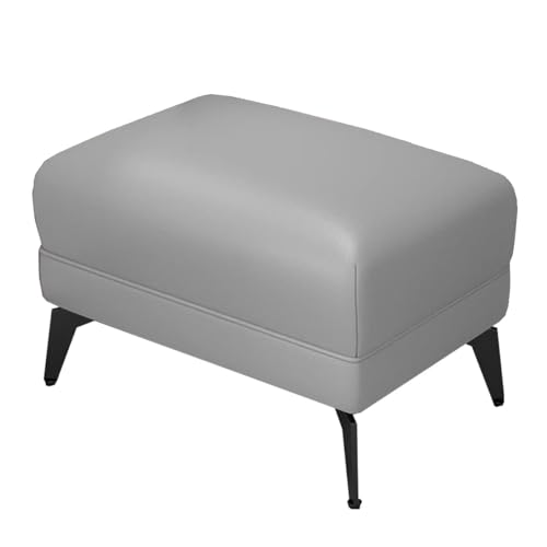GIZNXBA Kleiner Fußhocker Gepolstert Rechteckige Leder Sitzhocker Mit Gepolstertem Sitz Und Metallbeinen Moderner Pouf Hocker Für Wohnzimmer, Schlafzimmer, Couch, Büro(Light Gray) von GIZNXBA