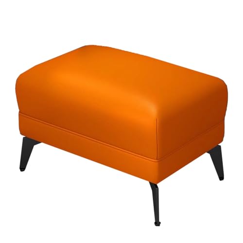 GIZNXBA Kleiner Fußhocker Gepolstert Rechteckige Leder Sitzhocker Mit Gepolstertem Sitz Und Metallbeinen Moderner Pouf Hocker Für Wohnzimmer, Schlafzimmer, Couch, Büro(Orange) von GIZNXBA
