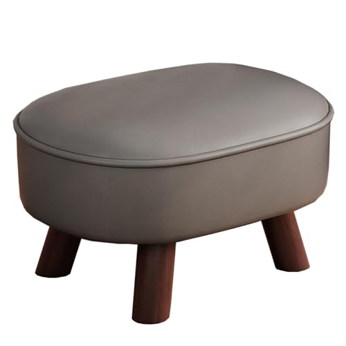 GIZNXBA Kleiner Fußhocker Gepolstert Sitzhocker Für Die Couch Bequeme Schaumstoff-Poufs Für Das Wohnzimmer Stapelbarer Leder Polsterhocker Mit Holzbeinen Für Den Eingangsbereich(Grey) von GIZNXBA