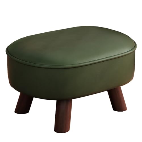 GIZNXBA Kleiner Fußhocker Gepolstert Sitzhocker Für Die Couch Bequeme Schaumstoff-Poufs Für Das Wohnzimmer Stapelbarer Leder Polsterhocker Mit Holzbeinen Für Den Eingangsbereich(Groen) von GIZNXBA