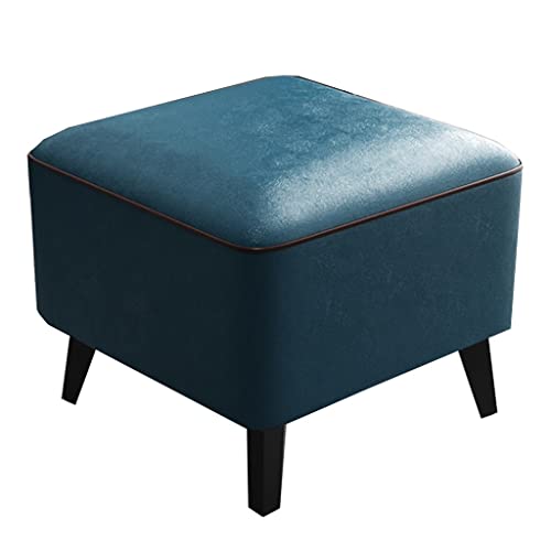 GIZNXBA Kleiner Rechteckiger Sitzhocker Leder Kleiner Fußhocker Gepolstert Für Couch Moderne Polsterhocker Mit Kohlenstoffstahlbeinen Kleiner Stufenhocker Ottoman Für Wohnzimmer(/Blue,30 cm) von GIZNXBA