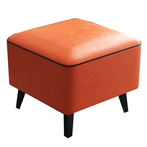 GIZNXBA Kleiner Rechteckiger Sitzhocker Leder Kleiner Fußhocker Gepolstert Für Couch Moderne Polsterhocker Mit Kohlenstoffstahlbeinen Kleiner Stufenhocker Ottoman Für Wohnzimmer(/Orange,30 cm) von GIZNXBA