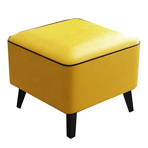 GIZNXBA Kleiner Rechteckiger Sitzhocker Leder Kleiner Fußhocker Gepolstert Für Couch Moderne Polsterhocker Mit Kohlenstoffstahlbeinen Kleiner Stufenhocker Ottoman Für Wohnzimmer(/Yellow,40cm) von GIZNXBA