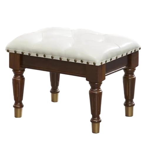 GIZNXBA Kleiner Rechteckiger Sitzhocker Leder-Ottomane Als Fußstütze Für Die Couch Kleiner Fußhocker Holzfußhocker Gepolsterter Pouf Ottoman Für Wohnzimmer, Eingangsbereich Pouf Hocker(Beige,A) von GIZNXBA