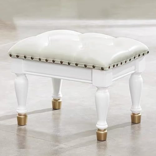 GIZNXBA Kleiner Rechteckiger Sitzhocker Leder-Ottomane Als Fußstütze Für Die Couch Kleiner Fußhocker Holzfußhocker Gepolsterter Pouf Ottoman Für Wohnzimmer, Eingangsbereich Pouf Hocker(Beige,C) von GIZNXBA