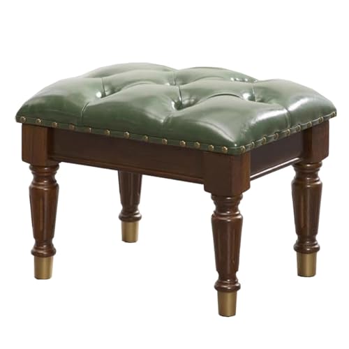 GIZNXBA Kleiner Rechteckiger Sitzhocker Leder-Ottomane Als Fußstütze Für Die Couch Kleiner Fußhocker Holzfußhocker Gepolsterter Pouf Ottoman Für Wohnzimmer, Eingangsbereich Pouf Hocker(Groen,A) von GIZNXBA