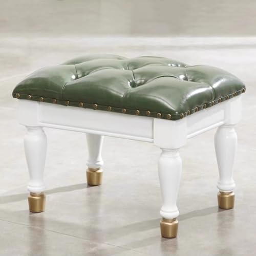 GIZNXBA Kleiner Rechteckiger Sitzhocker Leder-Ottomane Als Fußstütze Für Die Couch Kleiner Fußhocker Holzfußhocker Gepolsterter Pouf Ottoman Für Wohnzimmer, Eingangsbereich Pouf Hocker(Groen,C) von GIZNXBA