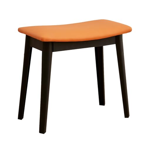 GIZNXBA Kleiner Waschtischhocker Lederfußhocker Mit Holzbeinen Kleine Sofa-Fußstütze Unter Dem Schreibtisch Zusätzliche Sitzgelegenheit Für Wohnzimmer, Schlafzimmer, Küche(Orange) von GIZNXBA