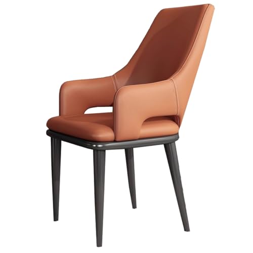 GIZNXBA Küchen-Esszimmerstuhl Mit Armlehnen Moderne Stühle Mit Hoher Rückenlehne Und Metallbeinen Gepolsterter Empfangsstuhl Für Das Wohnzimmer Sessel Für Die Küche(Orange) von GIZNXBA