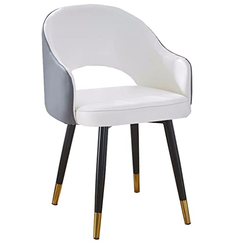 GIZNXBA Küchen- Und Esszimmerstühle Mit Metallbeinen Moderner Ledersessel Küchenstuhl Wohnzimmerstuhl Mit Hoher Rückenlehne Und Armlehnen Gepolsterte Akzentstühle Für Das Schlafzimmer(White A) von GIZNXBA