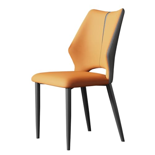 GIZNXBA Leder Esszimmerstühle Grau Moderne Küchenstuhl Polsterstuhl Esszimmer Gepolsterter Akzentstuhl Mit Metallbeinen Hochlehniger Stuhl Für Wohnzimmer Und Schlafzimmer(Orange) von GIZNXBA
