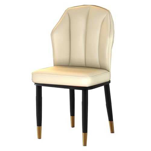 GIZNXBA Leder-Esszimmerstühle Moderne Polsterstuhl Esszimmer Mit Bequemer Rückenlehne Armlehnenlose Küchenstühle Mit Metallbeinen Für Wohnzimmer, Schlafzimmer(Beige) von GIZNXBA