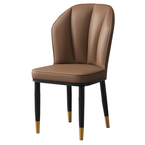 GIZNXBA Leder-Esszimmerstühle Moderne Polsterstuhl Esszimmer Mit Bequemer Rückenlehne Armlehnenlose Küchenstühle Mit Metallbeinen Für Wohnzimmer, Schlafzimmer(Bruin) von GIZNXBA