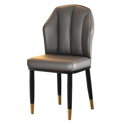 GIZNXBA Leder-Esszimmerstühle Moderne Polsterstuhl Esszimmer Mit Bequemer Rückenlehne Armlehnenlose Küchenstühle Mit Metallbeinen Für Wohnzimmer, Schlafzimmer(Dark Gray) von GIZNXBA
