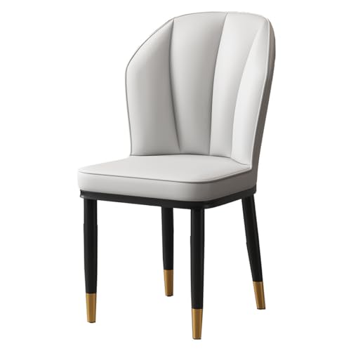 GIZNXBA Leder-Esszimmerstühle Moderne Polsterstuhl Esszimmer Mit Bequemer Rückenlehne Armlehnenlose Küchenstühle Mit Metallbeinen Für Wohnzimmer, Schlafzimmer(Light Gray) von GIZNXBA