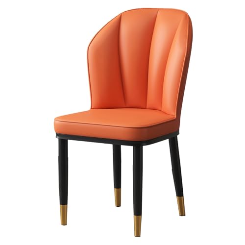 GIZNXBA Leder-Esszimmerstühle Moderne Polsterstuhl Esszimmer Mit Bequemer Rückenlehne Armlehnenlose Küchenstühle Mit Metallbeinen Für Wohnzimmer, Schlafzimmer(Orange) von GIZNXBA