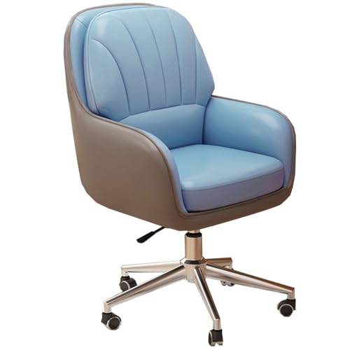 GIZNXBA Leder Schreibtischstuhl Chefsessel Bürostuhl Ergonomisch Computerstuhl Ergonomisch Schreibtisch Drehsessel Mit Lendenwirbelstütze Armlehne Verstellbaren Stuhl Für Erwachsene(/Blue) von GIZNXBA