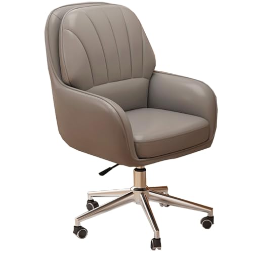 GIZNXBA Leder Schreibtischstuhl Chefsessel Bürostuhl Ergonomisch Computerstuhl Ergonomisch Schreibtisch Drehsessel Mit Lendenwirbelstütze Armlehne Verstellbaren Stuhl Für Erwachsene(/Gray) von GIZNXBA