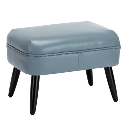 GIZNXBA Leder Sitzhocker Rechteckige Pouf Hocker Mit Holzbeinen Kleiner Fußhocker Für Wohnzimmer, Couch Polsterhocker Moderner Fußhocker, Perfekt Zum Ausruhen Ihrer Füße(Blue B) von GIZNXBA