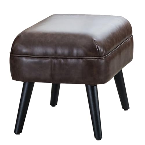 GIZNXBA Leder Sitzhocker Rechteckige Pouf Hocker Mit Holzbeinen Kleiner Fußhocker Für Wohnzimmer, Couch Polsterhocker Moderner Fußhocker, Perfekt Zum Ausruhen Ihrer Füße(Brown A) von GIZNXBA