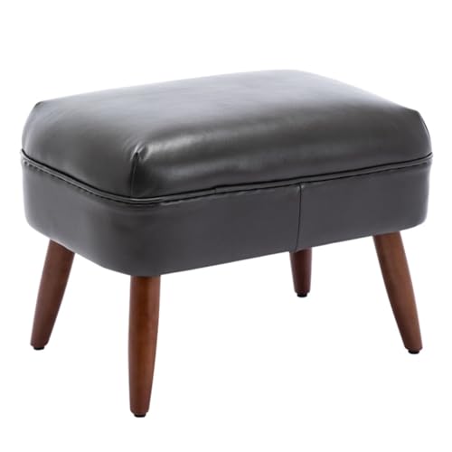 GIZNXBA Leder Sitzhocker Rechteckige Pouf Hocker Mit Holzbeinen Kleiner Fußhocker Für Wohnzimmer, Couch Polsterhocker Moderner Fußhocker, Perfekt Zum Ausruhen Ihrer Füße(Gray B) von GIZNXBA