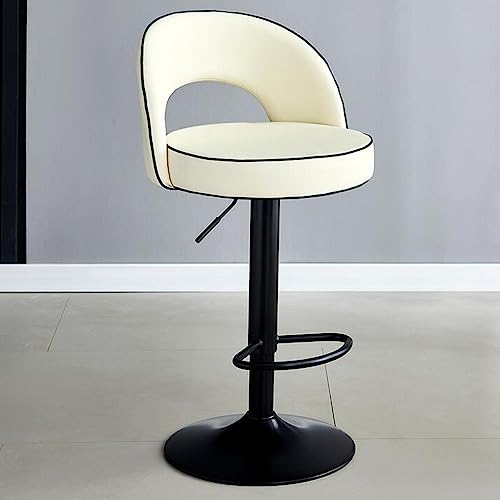 GIZNXBA Moderne Barhocker Leder Mit Niedriger Rückenlehne Barstuhl Höhenverstellbar Gepolstert Einstellbar Tresenhocker Küche Drehbar Bistrohocker Mit Metallbeinen Für Kaffeehaus, Pub(/Beige A) von GIZNXBA