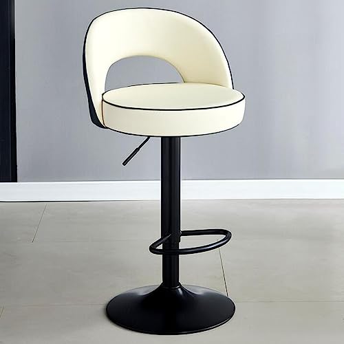 GIZNXBA Moderne Barhocker Leder Mit Niedriger Rückenlehne Barstuhl Höhenverstellbar Gepolstert Einstellbar Tresenhocker Küche Drehbar Bistrohocker Mit Metallbeinen Für Kaffeehaus, Pub(/Beige B) von GIZNXBA