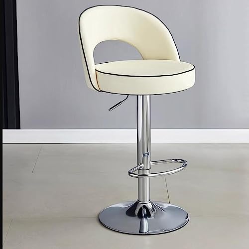 GIZNXBA Moderne Barhocker Leder Mit Niedriger Rückenlehne Barstuhl Höhenverstellbar Gepolstert Einstellbar Tresenhocker Küche Drehbar Bistrohocker Mit Metallbeinen Für Kaffeehaus, Pub(/Beige C) von GIZNXBA