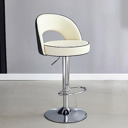 GIZNXBA Moderne Barhocker Leder Mit Niedriger Rückenlehne Barstuhl Höhenverstellbar Gepolstert Einstellbar Tresenhocker Küche Drehbar Bistrohocker Mit Metallbeinen Für Kaffeehaus, Pub(/Beige D) von GIZNXBA