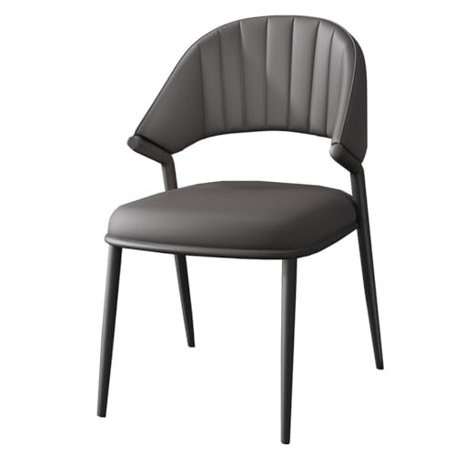 GIZNXBA Moderne Esszimmerstühle Gepolsterter Leder Küchenstuhl Mit Ergonomischer Rückenlehne Wohnzimmerstuhl Mit Metallbeinen Für Konferenzräume(Dark Gray,Black Legs) von GIZNXBA