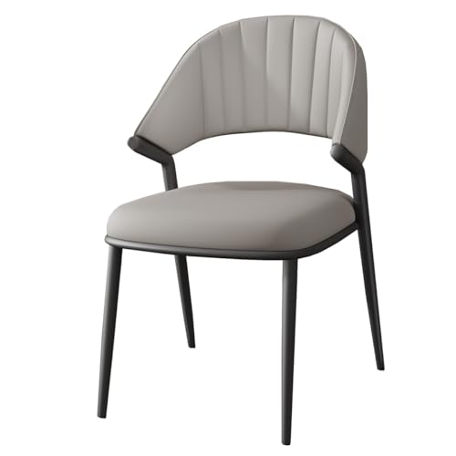 GIZNXBA Moderne Esszimmerstühle Gepolsterter Leder Küchenstuhl Mit Ergonomischer Rückenlehne Wohnzimmerstuhl Mit Metallbeinen Für Konferenzräume(Light Gray,Black Legs) von GIZNXBA