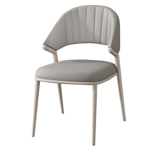 GIZNXBA Moderne Esszimmerstühle Gepolsterter Leder Küchenstuhl Mit Ergonomischer Rückenlehne Wohnzimmerstuhl Mit Metallbeinen Für Konferenzräume(Light Gray,White Legs) von GIZNXBA