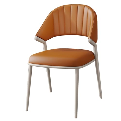 GIZNXBA Moderne Esszimmerstühle Gepolsterter Leder Küchenstuhl Mit Ergonomischer Rückenlehne Wohnzimmerstuhl Mit Metallbeinen Für Konferenzräume(Orange,White Legs) von GIZNXBA