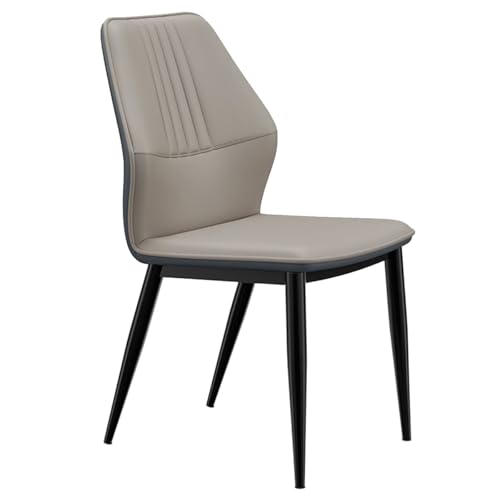 GIZNXBA Moderne Küchen-Esszimmerstühle Ledergepolsterter Stuhl Mit Rückenlehne Und Metallbeinen Leder-Akzentstuhl Für Das Büro Küchenstuhl Mit Weichen Kissen Für Hotelrestaurants(Light Gray) von GIZNXBA