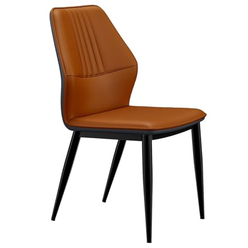 GIZNXBA Moderne Küchen-Esszimmerstühle Ledergepolsterter Stuhl Mit Rückenlehne Und Metallbeinen Leder-Akzentstuhl Für Das Büro Küchenstuhl Mit Weichen Kissen Für Hotelrestaurants(Orange) von GIZNXBA