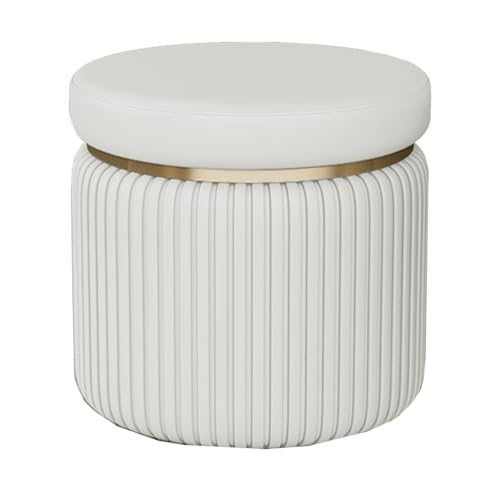 GIZNXBA Moderne Leder-Ottomane Als Fußstütze Runder Pouf-Ottomane Polsterhocker Gepolsterte Schminkstühle Stapelbare Fußhocker Für Couch, Wohnzimmer, Schlafzimmer, Büro(Beige,28cm) von GIZNXBA