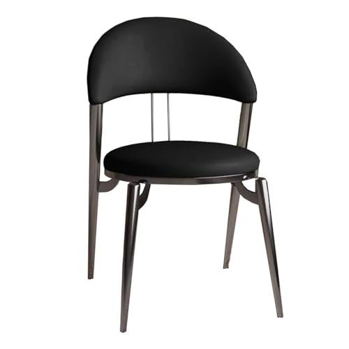 GIZNXBA Moderner Gepolsterter Esszimmerstuhl Küchenstuhl Für Das Wohnzimmer Gepolsterte Lederstühle Für Esszimmer Empfangsstuhl Für Schlafzimmer Mit Rückenlehne Und Metallbeinen(Black) von GIZNXBA