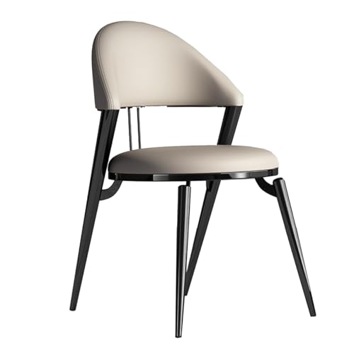 GIZNXBA Moderner Gepolsterter Esszimmerstuhl Küchenstuhl Für Das Wohnzimmer Gepolsterte Lederstühle Für Esszimmer Empfangsstuhl Für Schlafzimmer Mit Rückenlehne Und Metallbeinen(Light Gray) von GIZNXBA