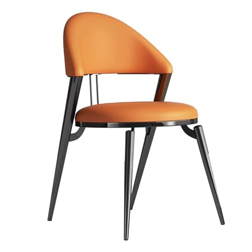 GIZNXBA Moderner Gepolsterter Esszimmerstuhl Küchenstuhl Für Das Wohnzimmer Gepolsterte Lederstühle Für Esszimmer Empfangsstuhl Für Schlafzimmer Mit Rückenlehne Und Metallbeinen(Orange) von GIZNXBA