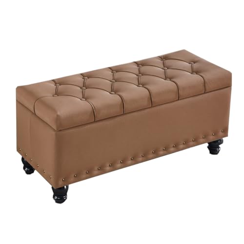 GIZNXBA Ottoman-Bank Mit Stauraum Sitzhocker Pouf Hocker Mit Stauraum Für Das Wohnzimmer Polsterhocker Für Das Fußende des Bettes Moderner Fußhocker Für Den Eingangsbereich(Bruin,80CM) von GIZNXBA
