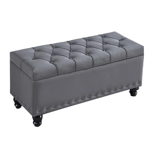 GIZNXBA Ottoman-Bank Mit Stauraum Sitzhocker Pouf Hocker Mit Stauraum Für Das Wohnzimmer Polsterhocker Für Das Fußende des Bettes Moderner Fußhocker Für Den Eingangsbereich(Gray B,60CM) von GIZNXBA