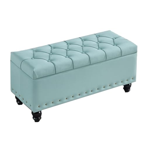GIZNXBA Ottoman-Bank Mit Stauraum Sitzhocker Pouf Hocker Mit Stauraum Für Das Wohnzimmer Polsterhocker Für Das Fußende des Bettes Moderner Fußhocker Für Den Eingangsbereich(Green B,60CM) von GIZNXBA