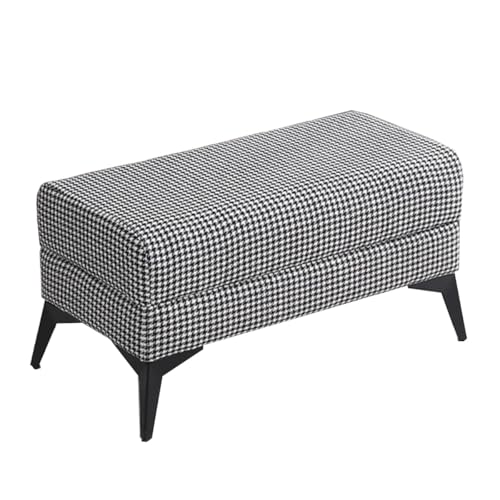 GIZNXBA Ottoman-Bank Rechteckige Sitzhocker Mit Beinen Gepolsterter Fußhocker Ottoman Bettbank Schminkstuhl Für Wohnzimmer, Schlafzimmer, Badezimmer, Eingangsbereich(Black) von GIZNXBA