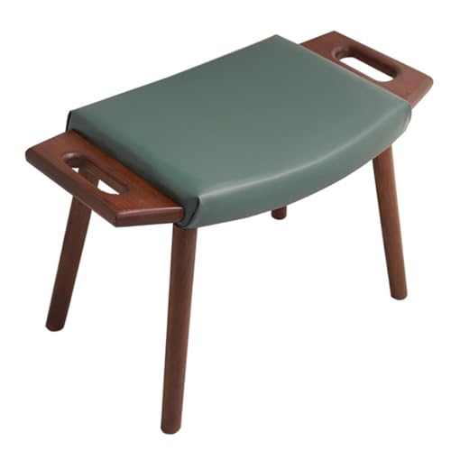 GIZNXBA Ottoman-Fußstütze Leder Polsterhocker Pouf Hocker Sitzhocker Mit Holzbeinen Moderne Kleine Schuhbank Für Das Wohnzimmer Schminkstuhl Für Den Eingangsbereich(Groen) von GIZNXBA