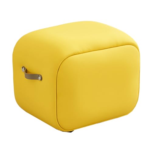 GIZNXBA Ottoman Pouf Leder-Fußhocker Für Den Innen- Und Außenbereich 360 Grad Drehbarer Pouf Sitzhocker Mit Griff Polsterhocker Für Wohnzimmer, Schlafzimmer, Eingangsbereich(Yellow) von GIZNXBA