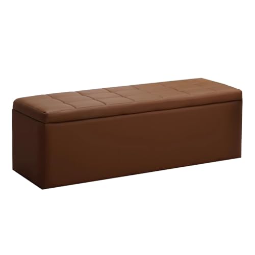 GIZNXBA Ottomane Aus Leder Mit Stauraum Für Das Schlafzimmer Am Fußende des Bettes Gepolsterter Fußhocker, Rechteckig, Gepolstert, Für Wohnzimmer, Eingangsbereich(Brown B,100cm) von GIZNXBA