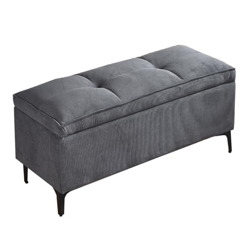 GIZNXBA Ottomane Mit Stauraum Für Das Wohnzimmer Sitzhocker Polsterhocker Mit Stauraum Für Das Schlafzimmer Flurbank Mit Sitzfläche Bettende Mit Metallbeinen Für Sofa(Gray A,80cm) von GIZNXBA