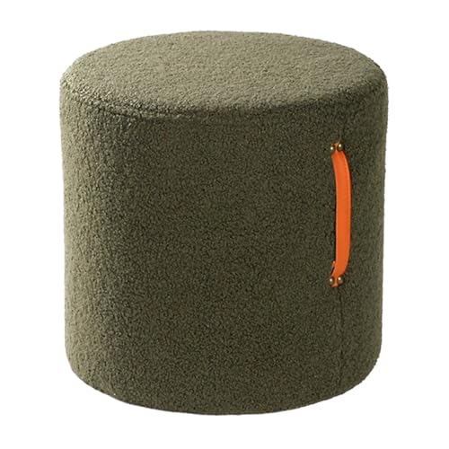 GIZNXBA Pouf Hocker Rund Mit Griff Sitzhocker Aus Leinenstoff Wohnaccessoire Polsterhocker Bodenhocker Ottomane Fußstütze Für Couch, Sofa Wohnzimmer Schlafzimmer(Groen) von GIZNXBA