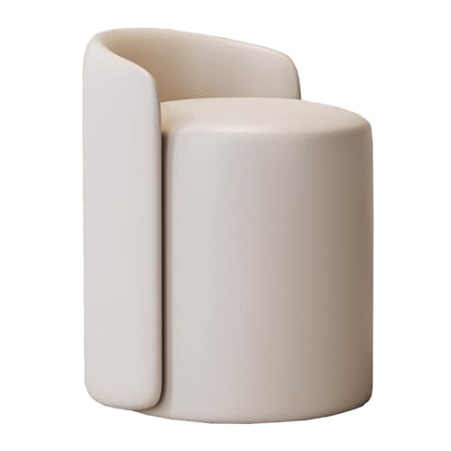 GIZNXBA Pouf Hocker Rund Sitzhocker Drehbarer Kosmetikstuhl Moderner Runder Ottoman-Hocker Pouf Mit Leder Polsterhocker Ottoman-Fußstütze Mit Drehbarer Basis(Beige) von GIZNXBA